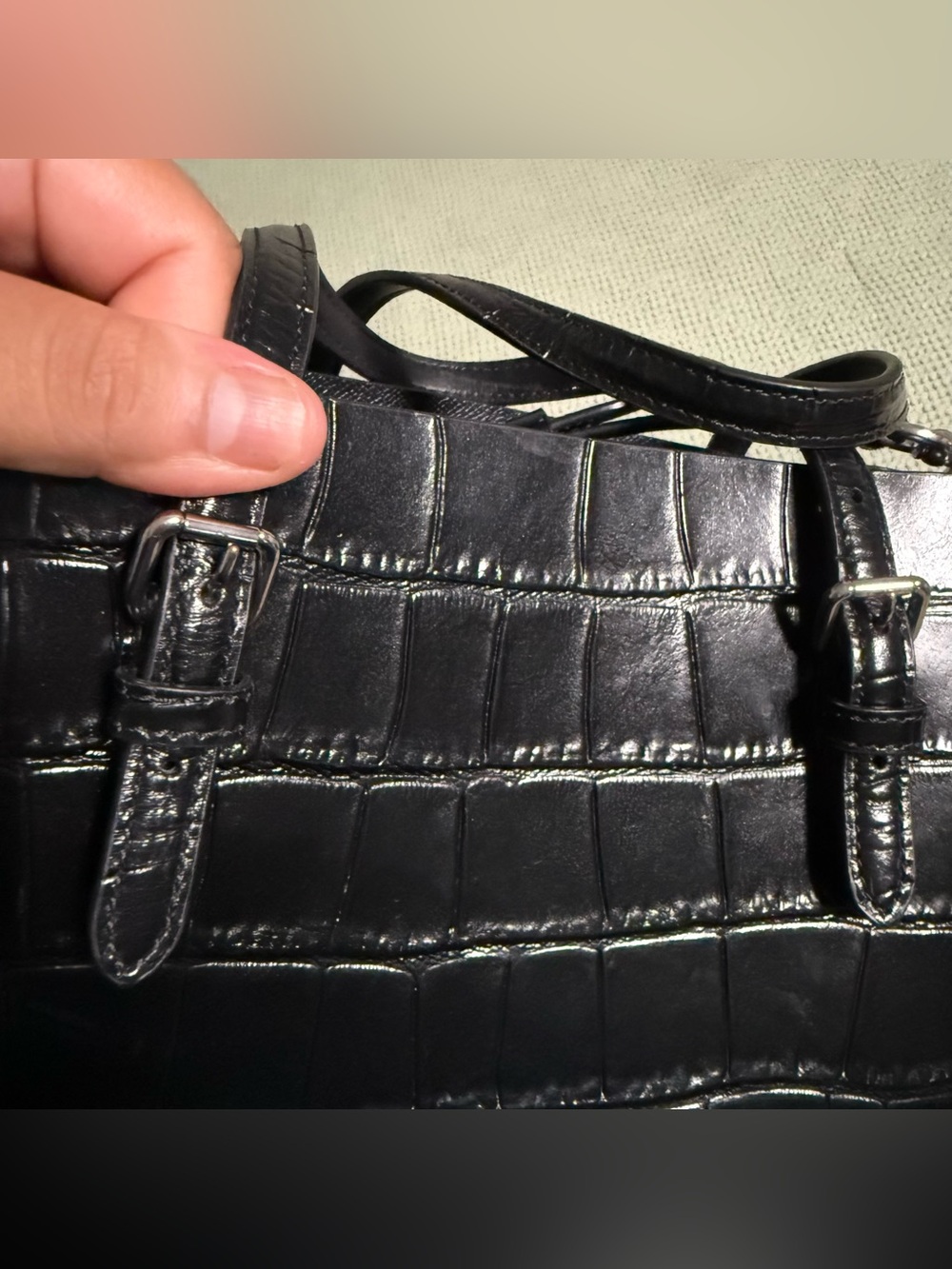 COACH Black Croc Embossed Mollie Tote Bag
25 with straps - Picture 4 of 14